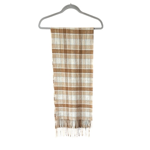 Elgin Made In Scotland Lambs Wool and Cashmere Plaid Fringe Scarf - Picture 1 of 2